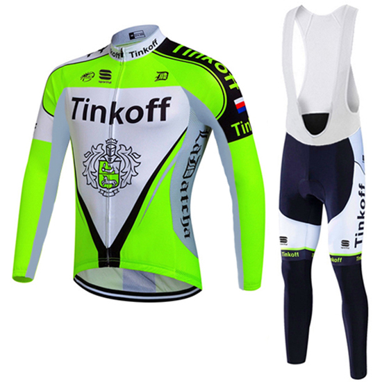 2016 Maillot Tinkoff Tirantes Mangas Largas verde Y Negro